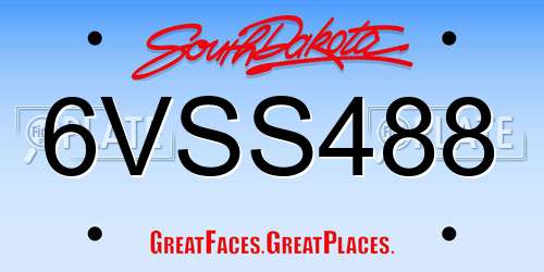 6VSS488 South Dakota License Plate