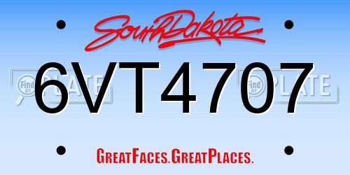 6VT4707 South Dakota License Plate