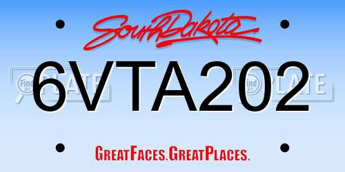 6VTA202 South Dakota License Plate