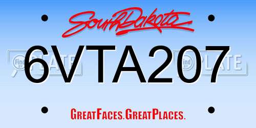 6VTA207 South Dakota License Plate