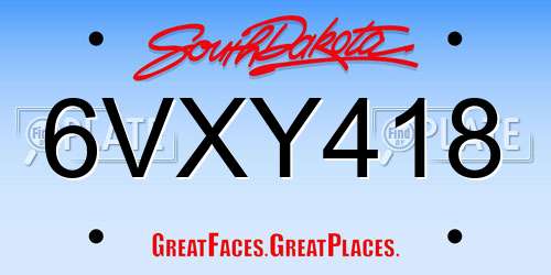 6VXY418 South Dakota License Plate
