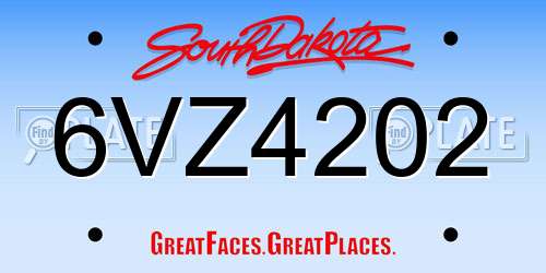 6VZ4202 South Dakota License Plate