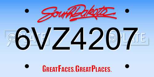 6VZ4207 South Dakota License Plate