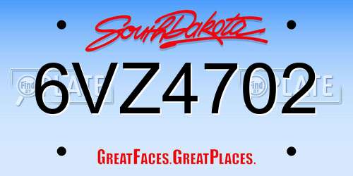 6VZ4702 South Dakota License Plate