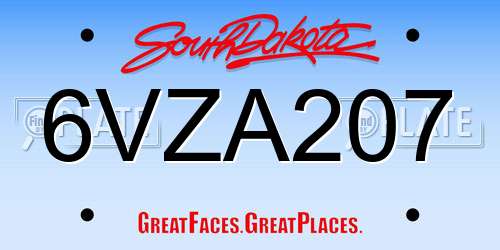 6VZA207 South Dakota License Plate