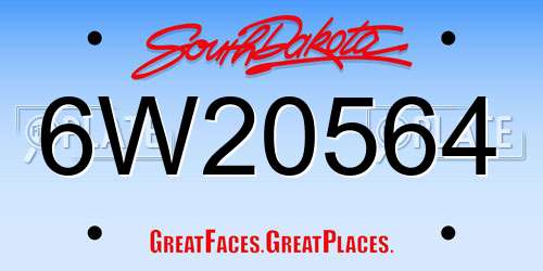 6W20564 South Dakota License Plate