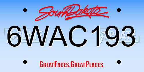 6WAC193 South Dakota License Plate