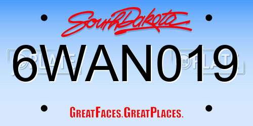 6WAN019 South Dakota License Plate