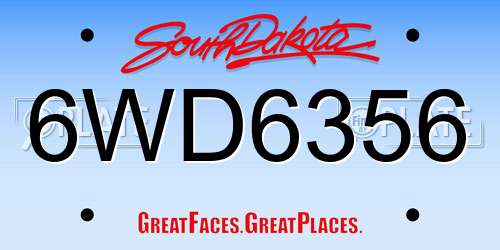 6WD6356 South Dakota License Plate