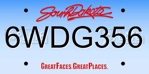 6WDG356 South Dakota License Plate