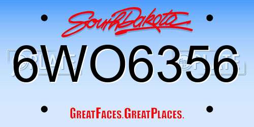 6WO6356 South Dakota License Plate