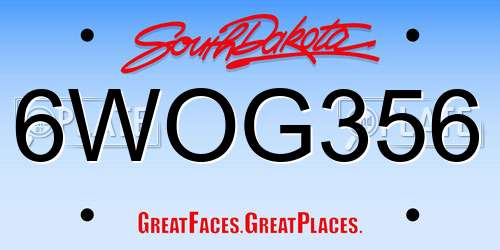6WOG356 South Dakota License Plate