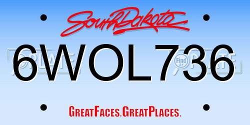 6WOL736 South Dakota License Plate