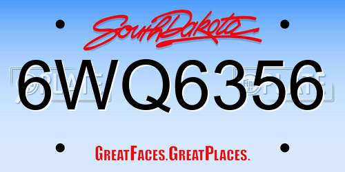 6WQ6356 South Dakota License Plate