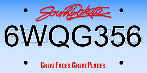 6WQG356 South Dakota License Plate