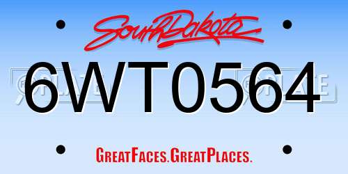 6WT0564 South Dakota License Plate