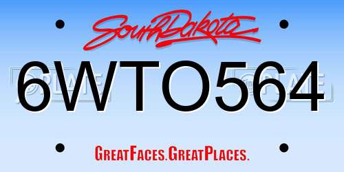 6WTO564 South Dakota License Plate