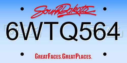6WTQ564 South Dakota License Plate