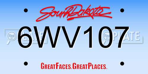 6WV107 South Dakota License Plate
