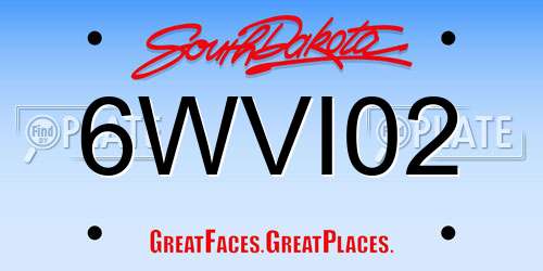 6WVI02 South Dakota License Plate