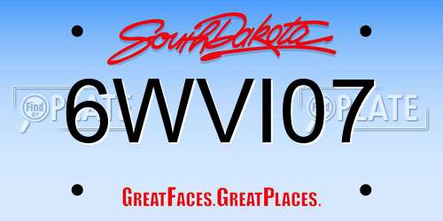 6WVI07 South Dakota License Plate