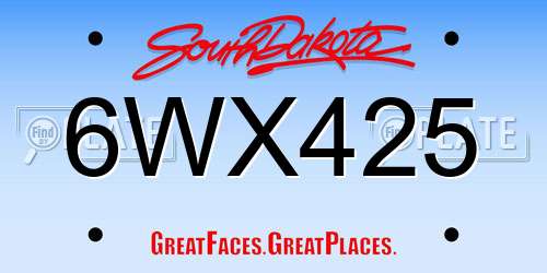 6WX425 South Dakota License Plate