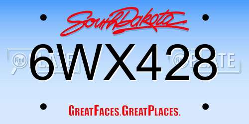 6WX428 South Dakota License Plate
