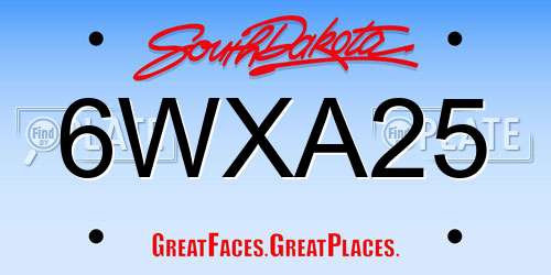 6WXA25 South Dakota License Plate