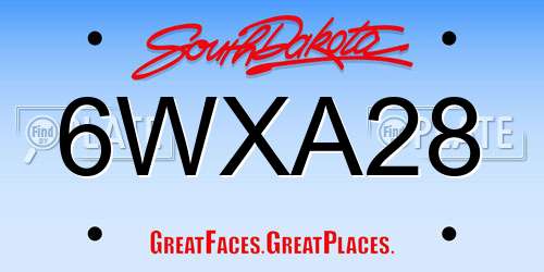6WXA28 South Dakota License Plate