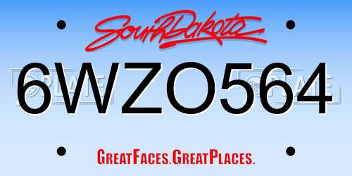 6WZO564 South Dakota License Plate