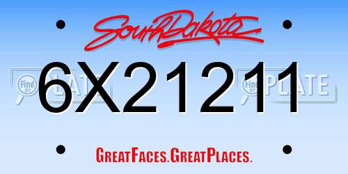 6X21211 South Dakota License Plate