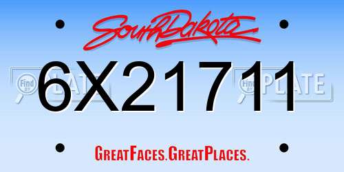 6X21711 South Dakota License Plate