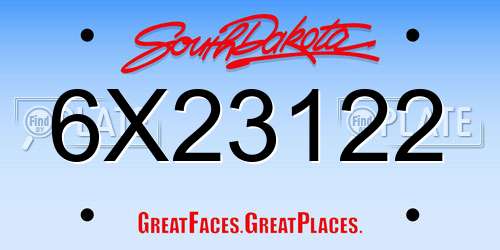 6X23122 South Dakota License Plate