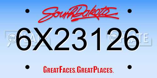 6X23126 South Dakota License Plate