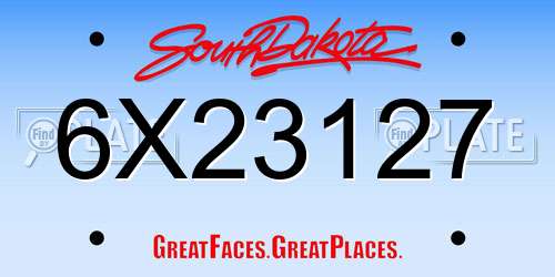 6X23127 South Dakota License Plate
