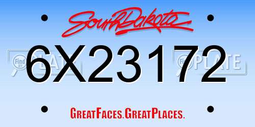 6X23172 South Dakota License Plate