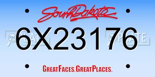 6X23176 South Dakota License Plate