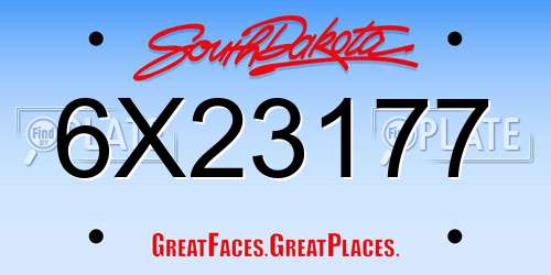 6X23177 South Dakota License Plate