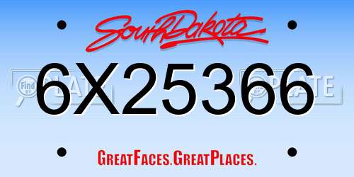 6X25366 South Dakota License Plate