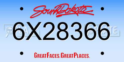 6X28366 South Dakota License Plate