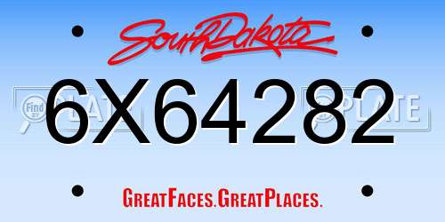 6X64282 South Dakota License Plate