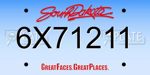 6X71211 South Dakota License Plate