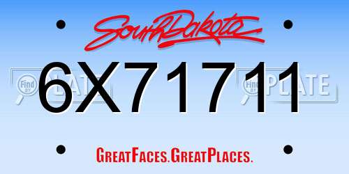 6X71711 South Dakota License Plate