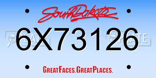 6X73126 South Dakota License Plate