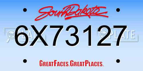 6X73127 South Dakota License Plate