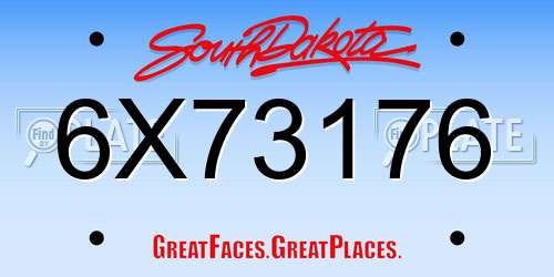 6X73176 South Dakota License Plate