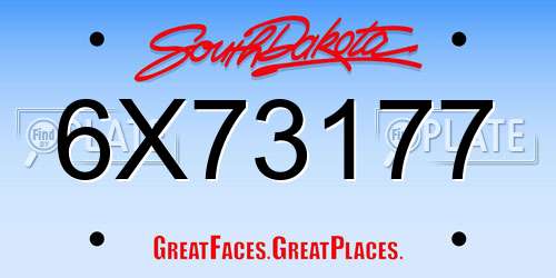 6X73177 South Dakota License Plate