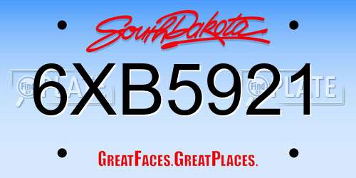 6XB5921 South Dakota License Plate
