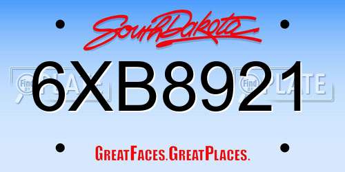 6XB8921 South Dakota License Plate