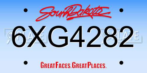 6XG4282 South Dakota License Plate